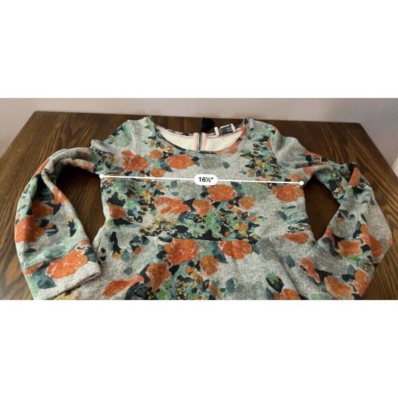 Anthropologie Saturday Sunday Gray Floral Knit Dress Fit & Flare Size Medium - Picture 7 of 16